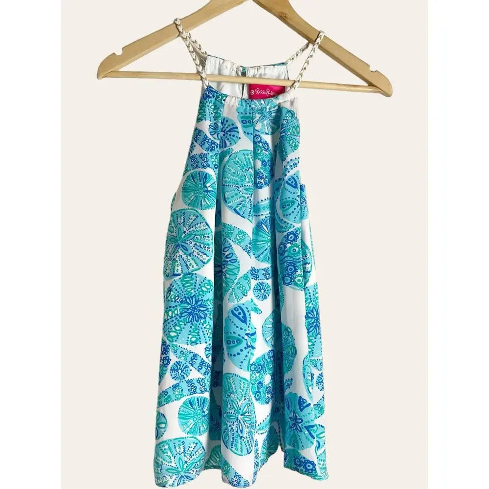 Lilly Pulitzer for Target Sea Urchin Blue Sand Dollar Pleated Halter Top Size S